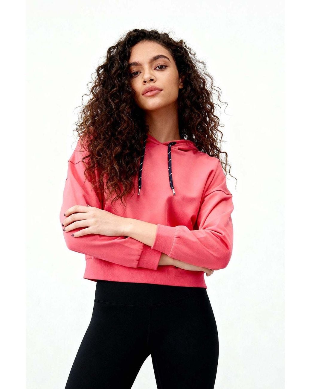 TOMMY LIFE Red Relaxed Hooded Sweatshirt With Tie Detail