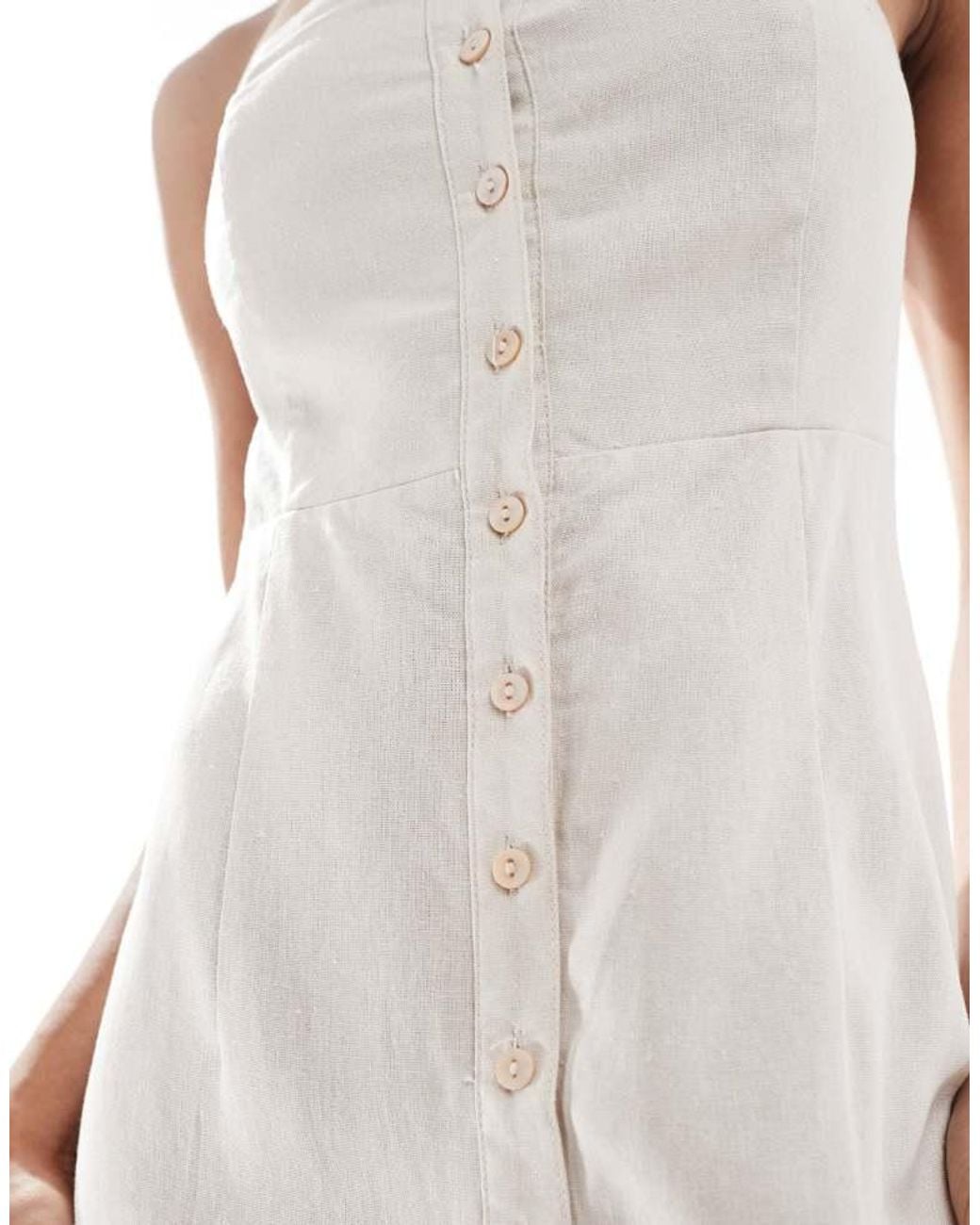 ONLY White Linen Mix Bandeau Midi Dress