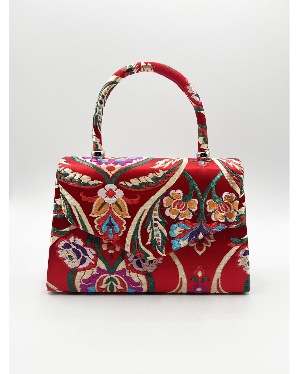SVNX Satin Embroidered Top Handle Bag