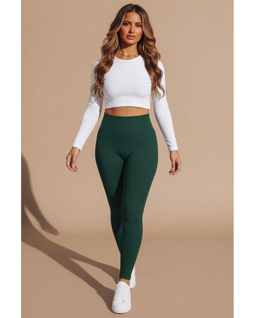 Femme Luxe Green Fleece High Waisted Leggings