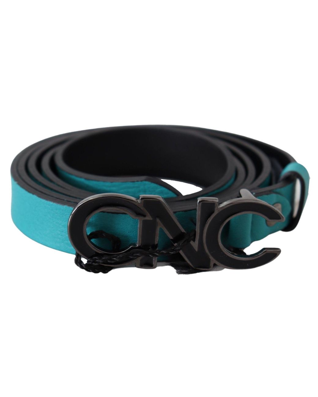 CoSTUME NATIONAL Black Leather Logo Buckle Belt