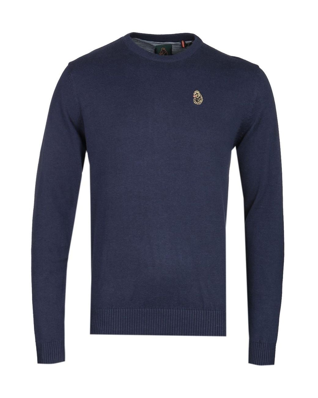 Luke 1977 Blue Gerald 3 Mid Marle Dark Merino Knit Sweater for men
