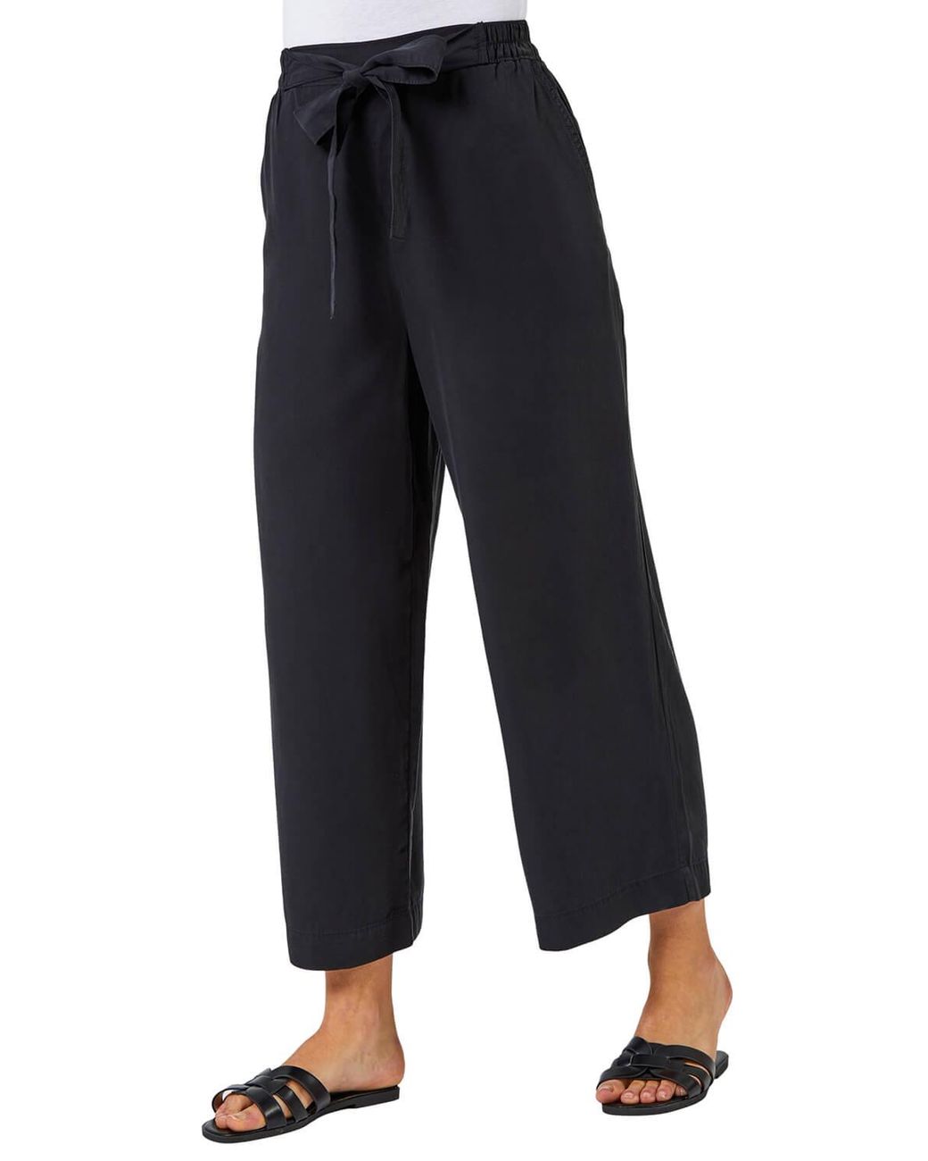 Roman Blue Waist Tie Detail Culottes