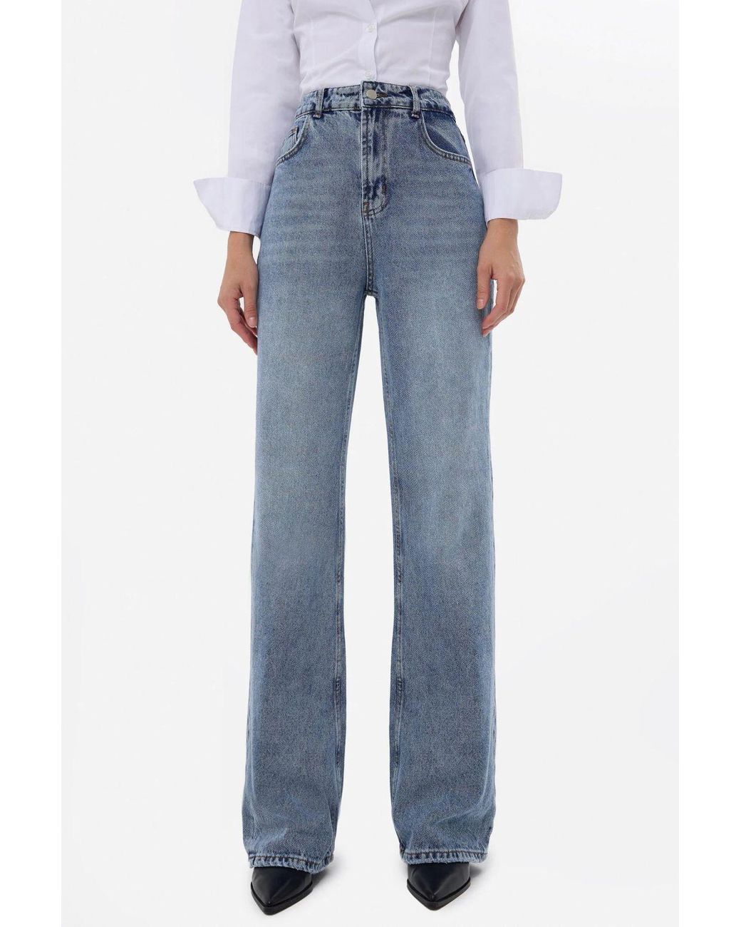 Hiccup Blue High-Waist Straight-Leg Denim Jeans