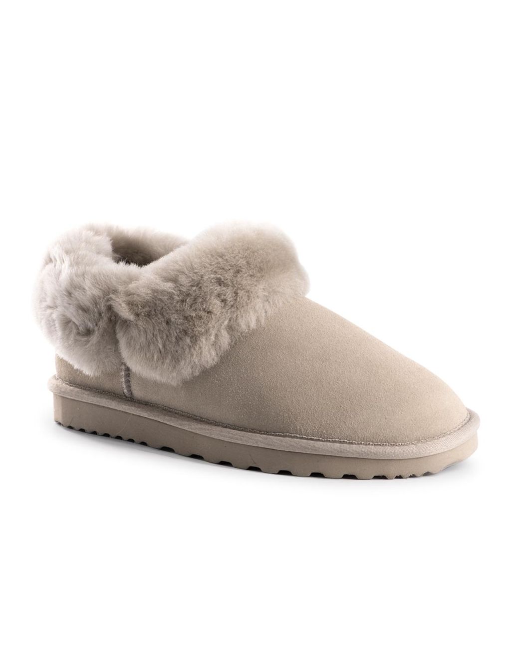 Aus Wooli Gray Sheepskin Wool Traditional Ankle Slippers
