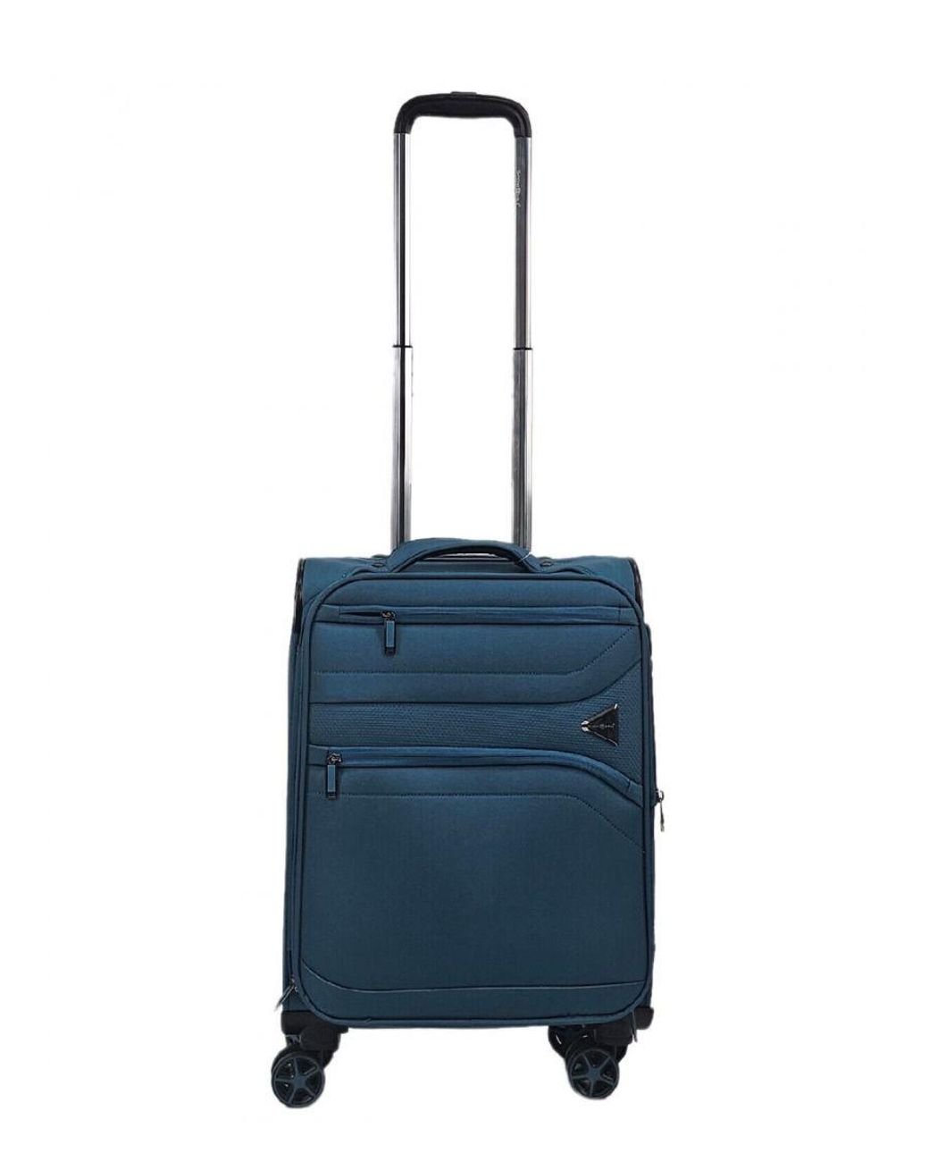 Infinity Leather Blue Lightweight 8 Wheel Travel Luggage Suitcases Nylon