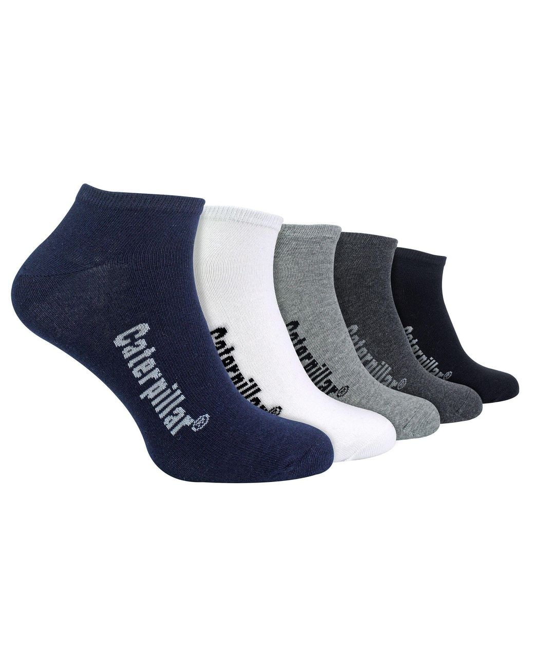Caterpillar Blue 5 Pack Cotton Rich Trainer Work Socks for men