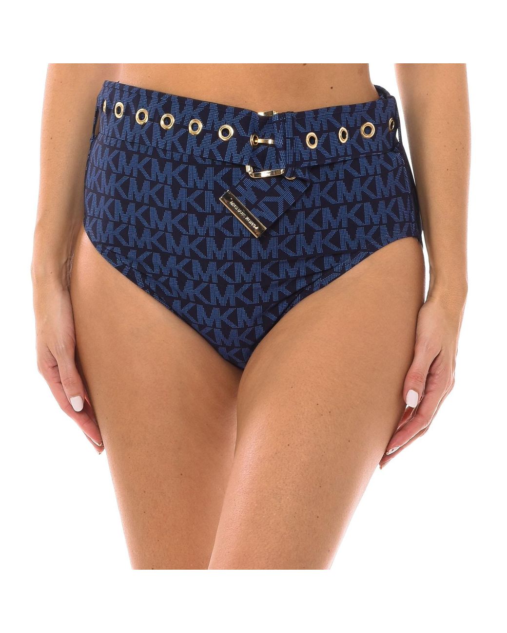 Michael Kors Blue High-Waist Bikini Bottom Mm2N025