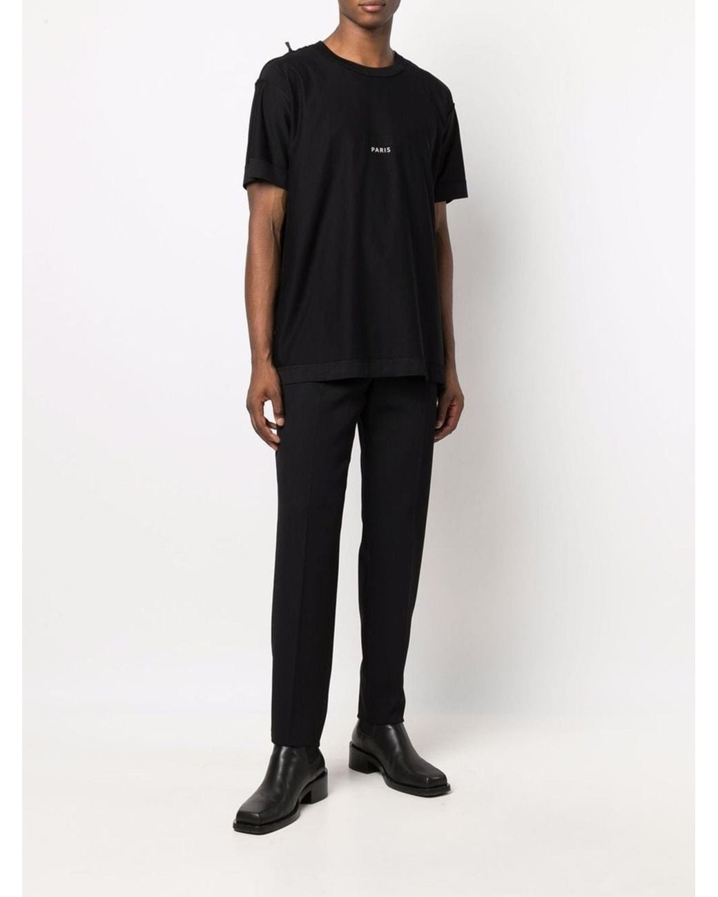Givenchy Black Reverse Paris Logo Print T-Shirt for men
