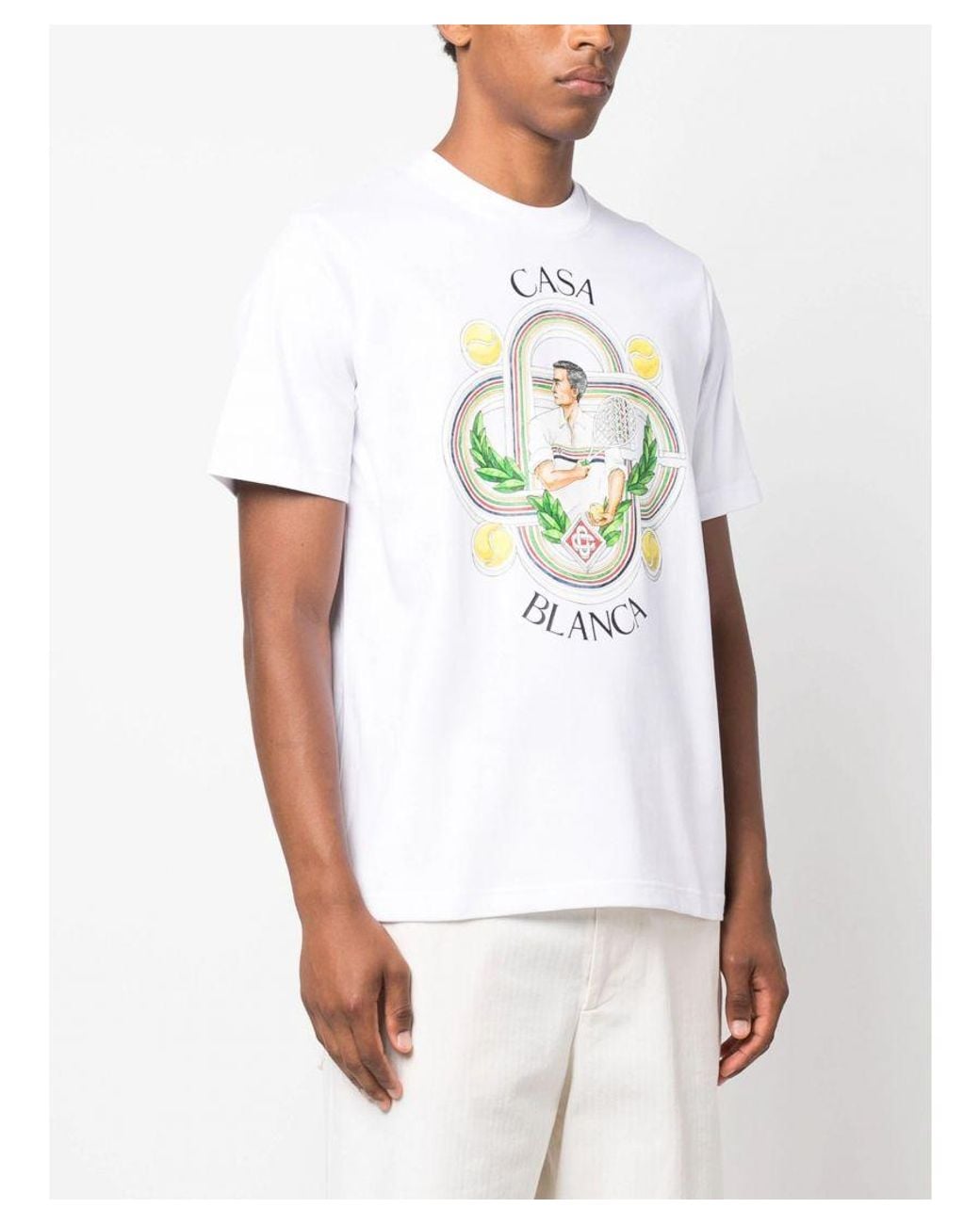 Casablanca White Le Joueur Print T-Shirt for men