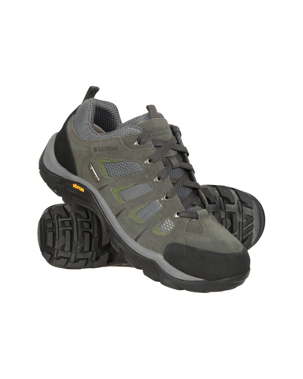 Mountain Warehouse Black 'Field' Vibram Hiking Shoes Lightweight Waterproof Wide Fit Trekking Shoe Synthetic Leather for men