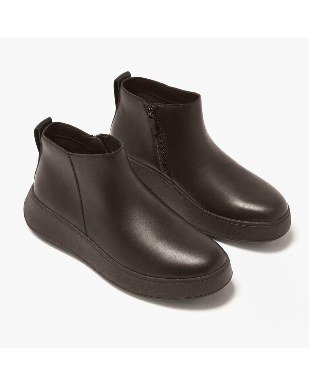 Fitflop Brown F-Mode Flatform Zip Ankle Boots Chocolate