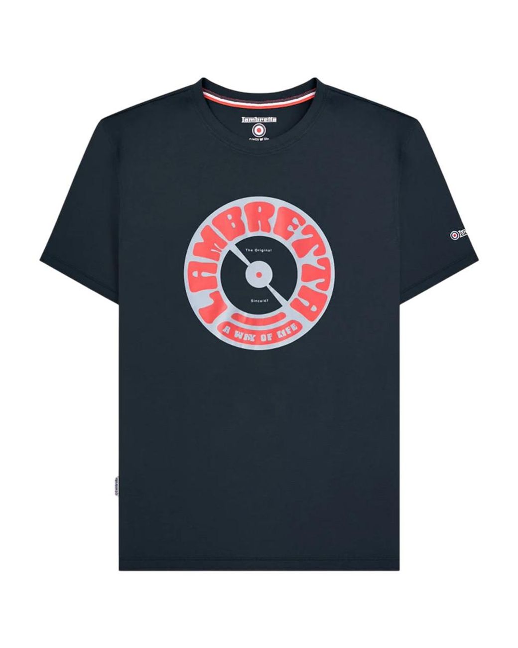 Lambretta Blue Vinyl Record T-Shirt Cotton for men