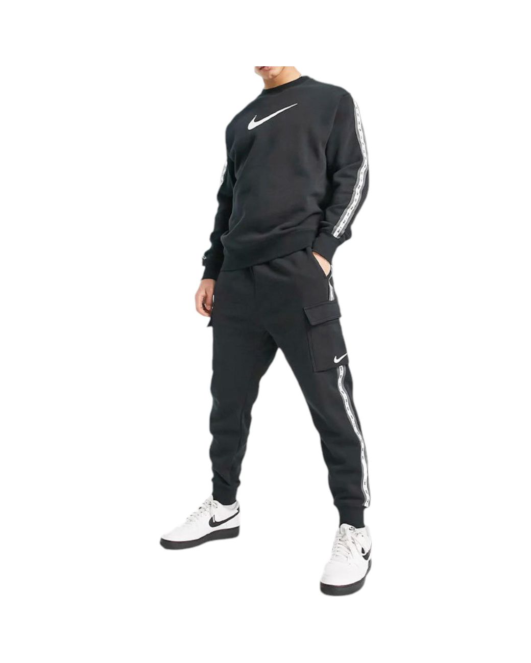 Nike Black Repeat 3.0 Full Tracksuits Fleece Sweats And Joggers Swoosh Logo for men