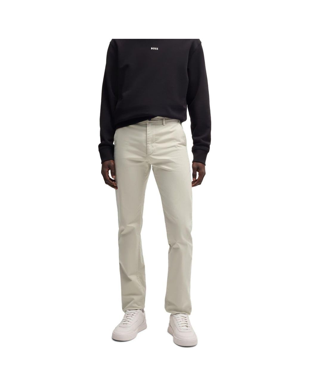 Boss Black Solid Patterned Slim Chinos for men