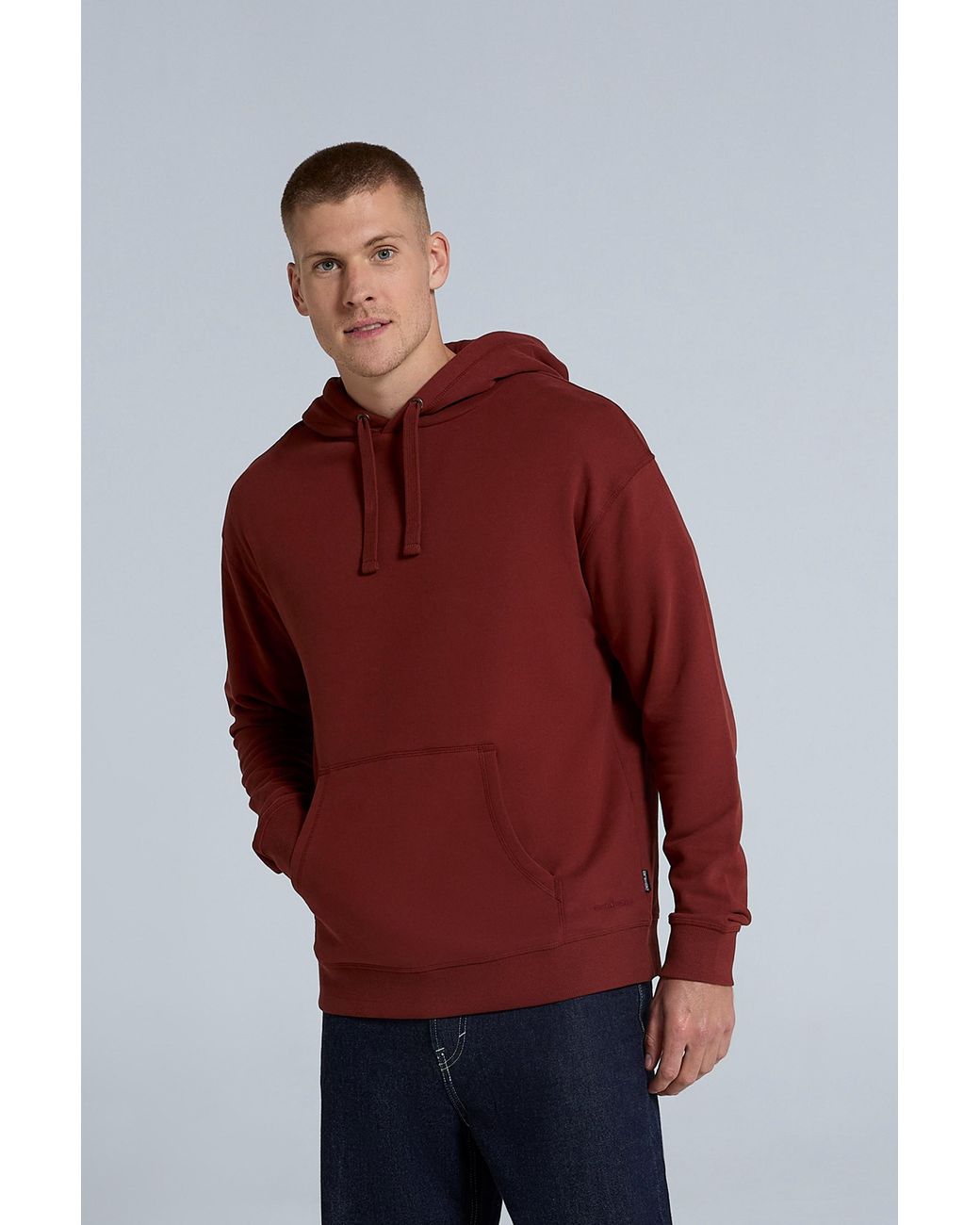 Mountain Warehouse Red 'Icon' Logo Drop Shoulder Hoodie With Kangaroo Pocket Warm Sweatshirt Cotton for men