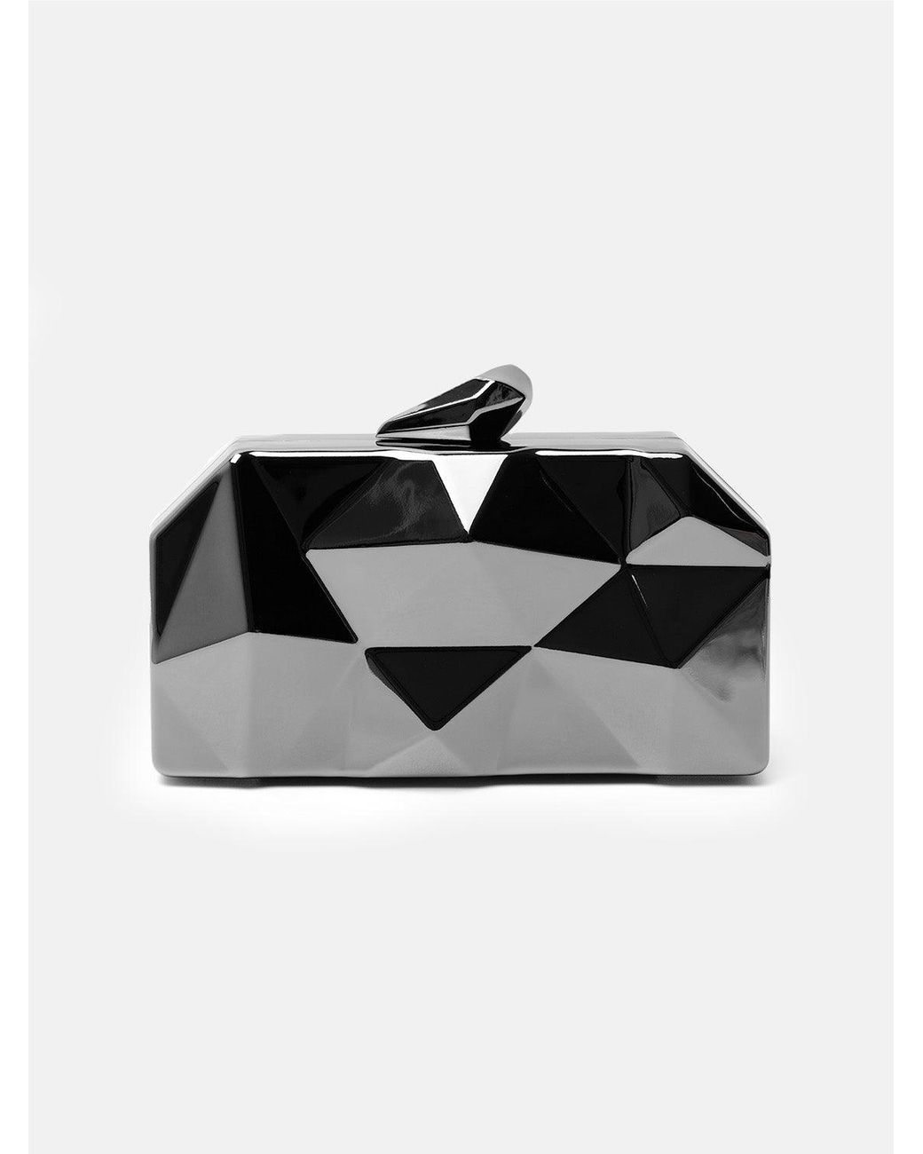 Where's That From Black Melanie Geometric Pattern Clutch Bag