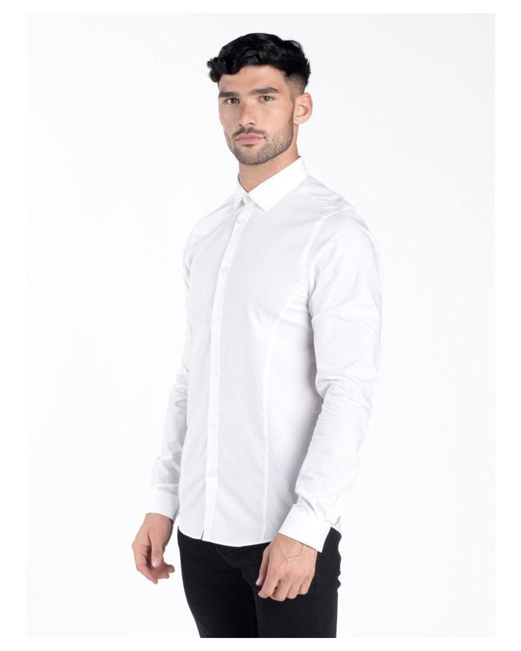 Luke 1977 White The Butchers Pencil Slim Fit Smart Shirt for men
