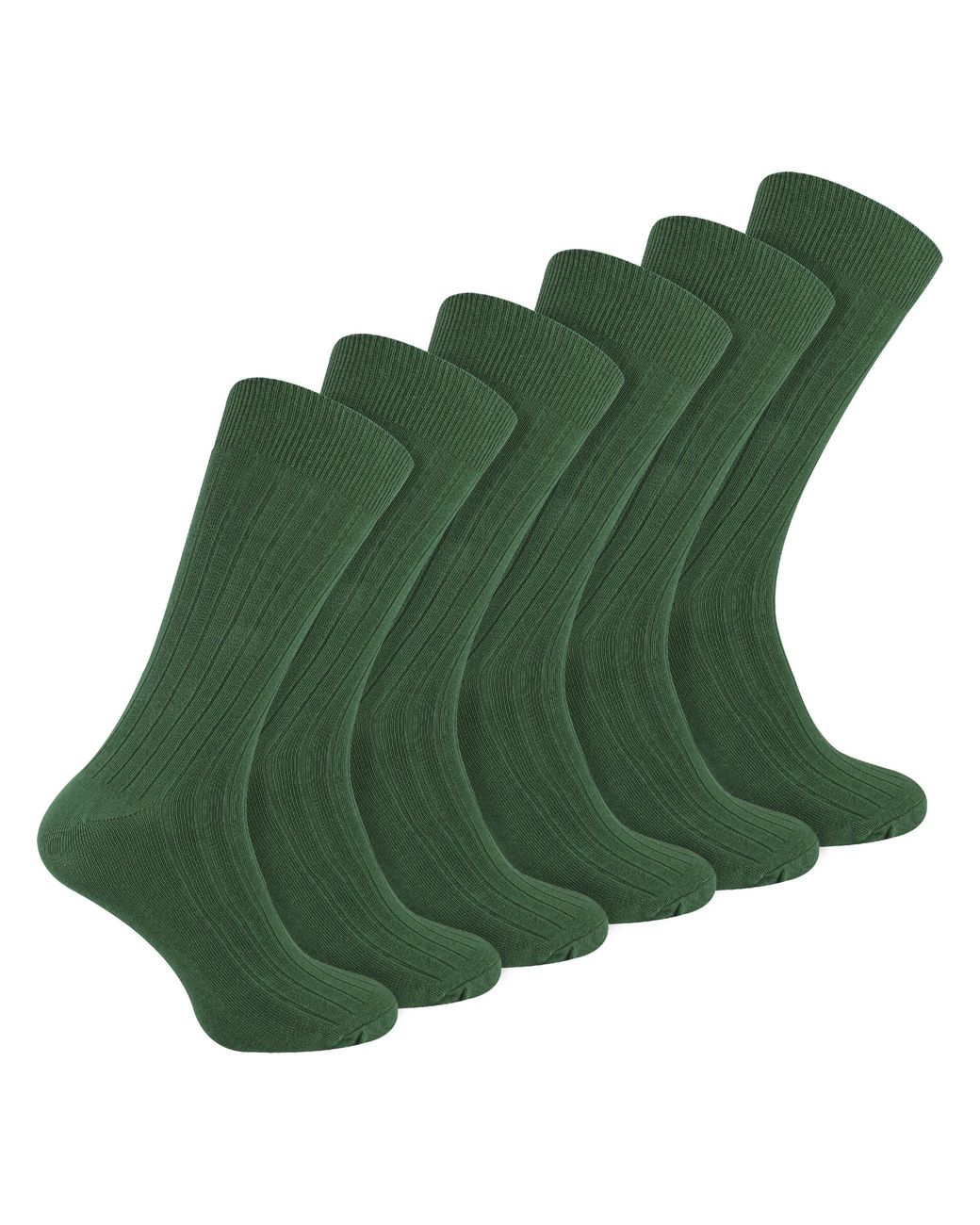 Sock Snob Green Plain Coloured Cotton Rich Ribbed Dress Socks for men