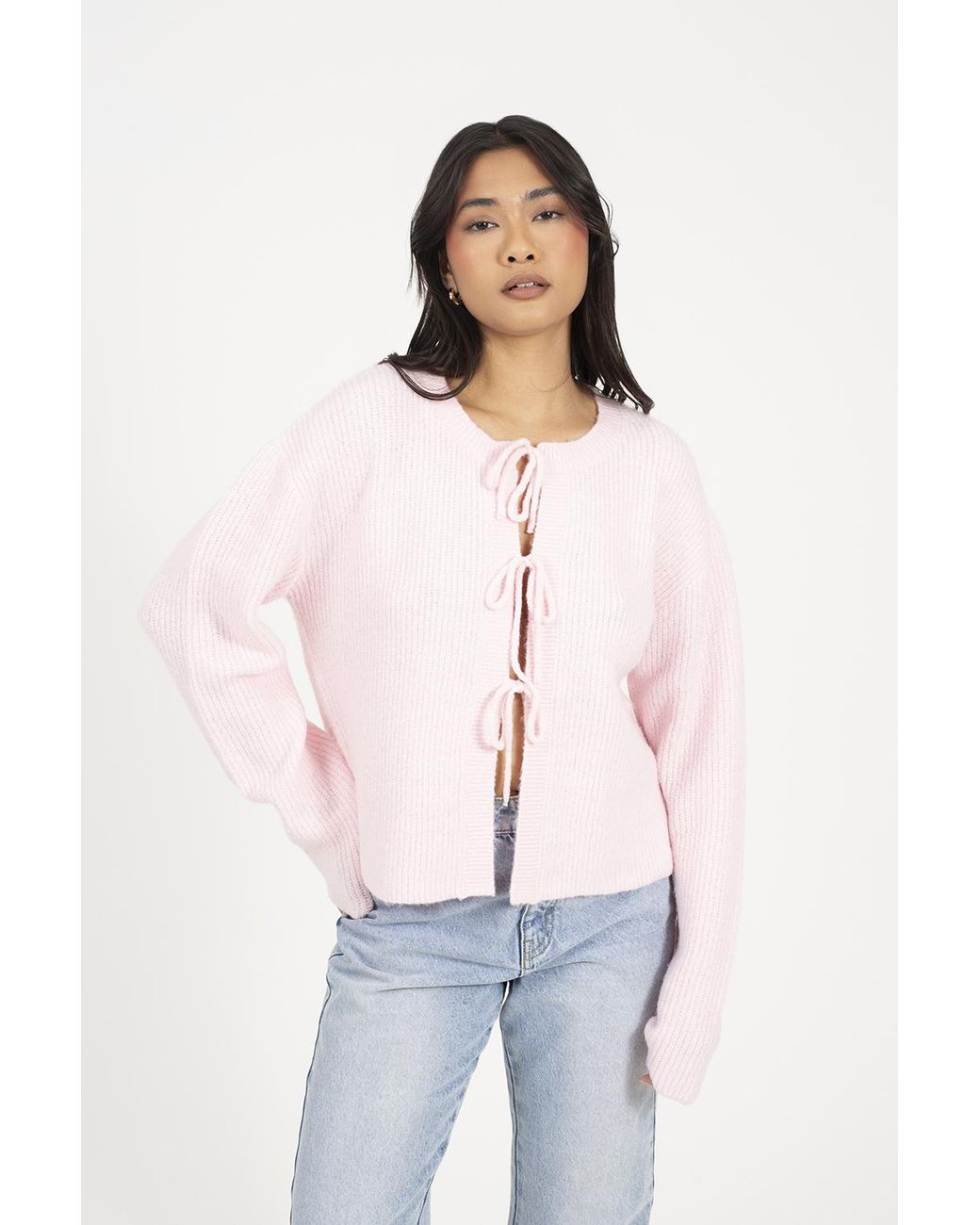 Brave Soul White Tie Fastening Fisherman Knit Cardigan