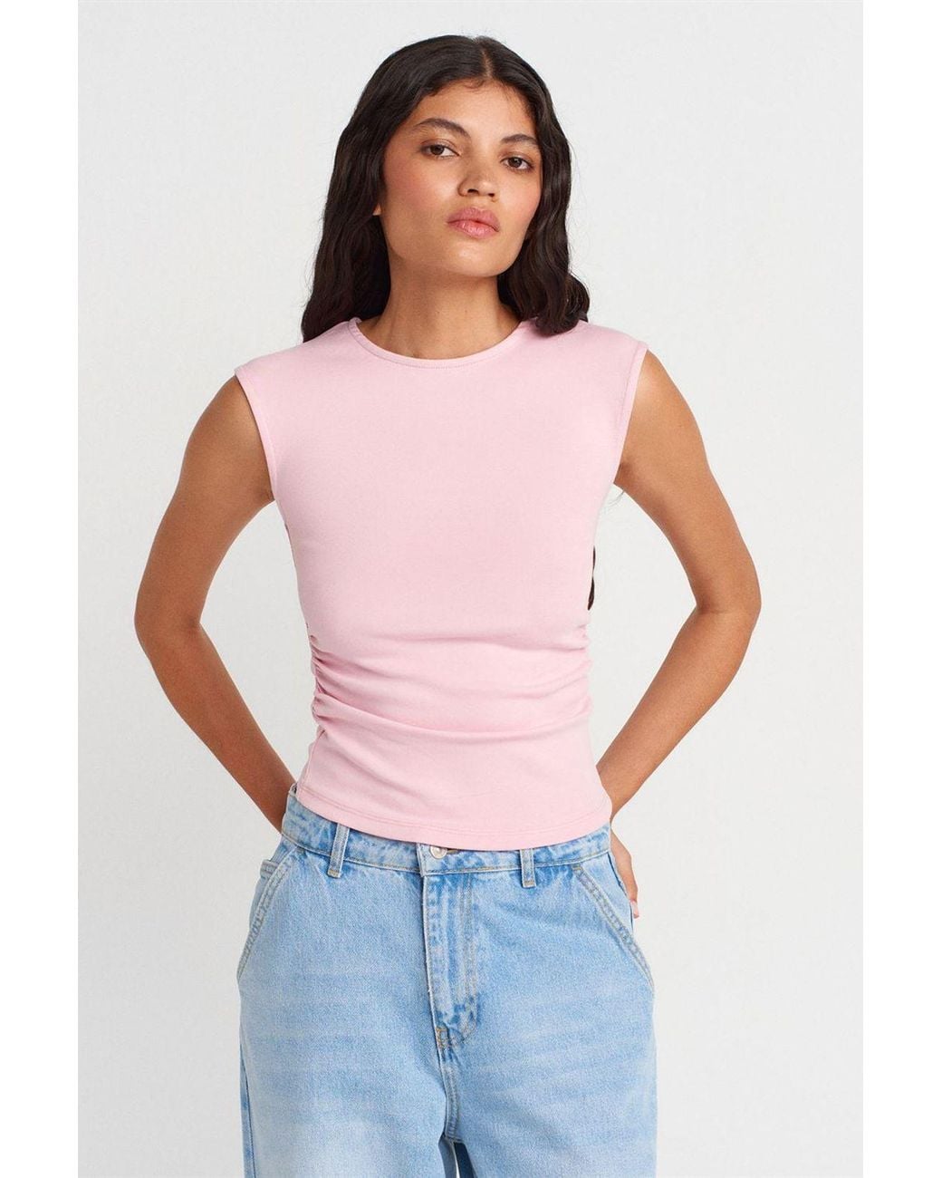 Dilvin Multicolor Sleeveless Ribbed Crew Neck Slim Fit T-Shirt