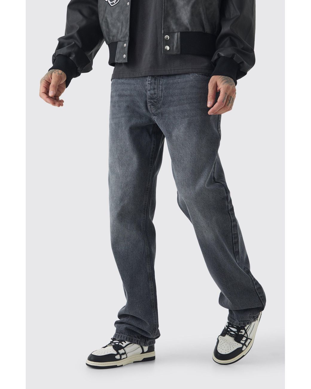 BoohooMAN Black Tall Relaxed Rigid Jeans for men