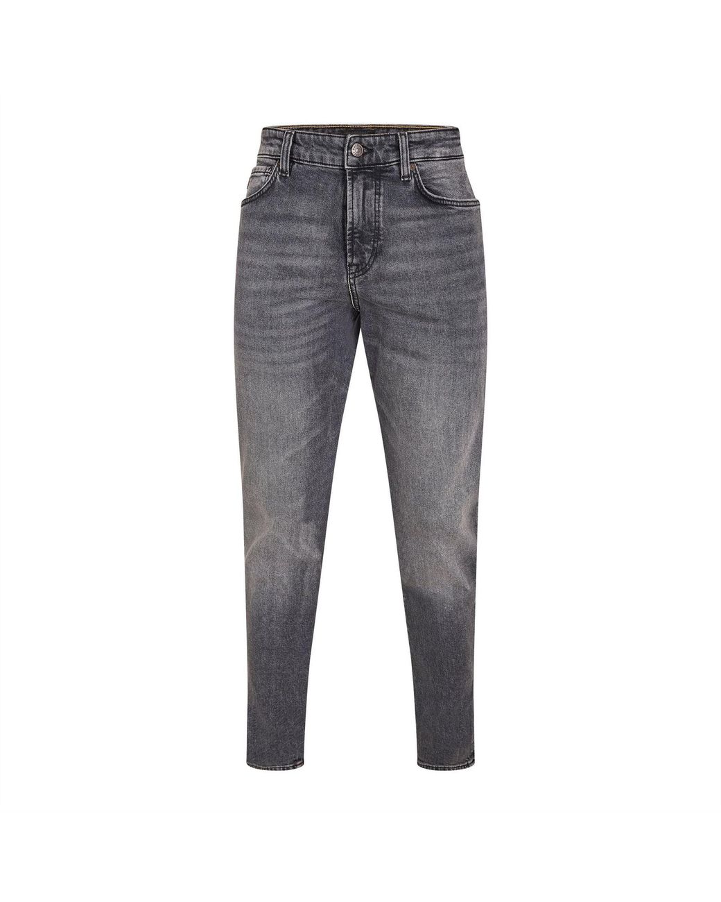 Boss Gray High Rise Slim Fit Five Pocket Jeans for men
