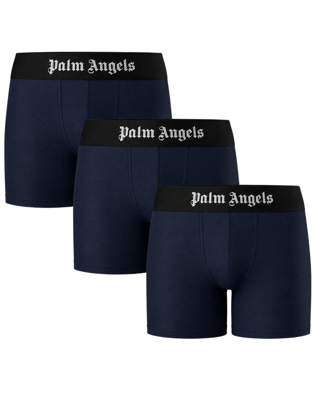Palm Angels Blue Tri-Pack Long Trunk Boxer Shorts Cotton for men