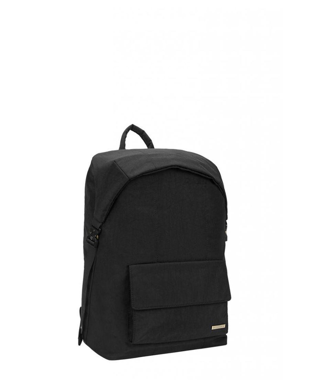 Smith & Canova Black Flapover Nylon Backpack