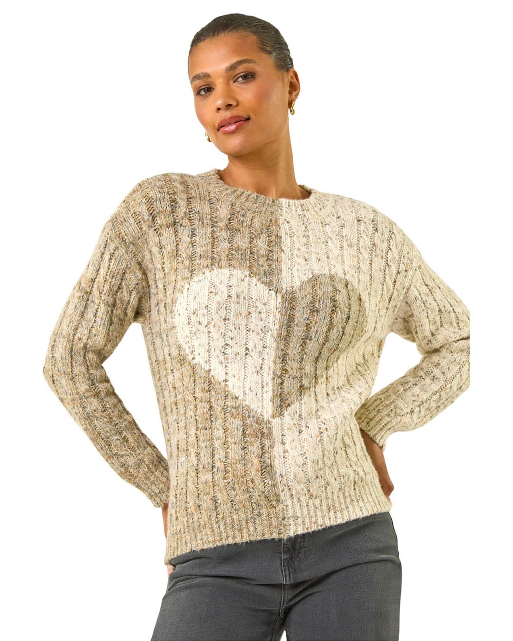 Roman Metallic Colour Block Heart Knit Jumper