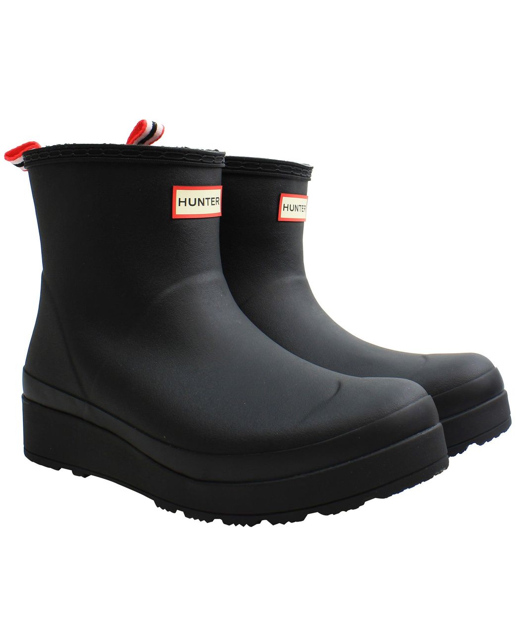 Hunter Black Play Shearling Insulated Short Wellington Boots