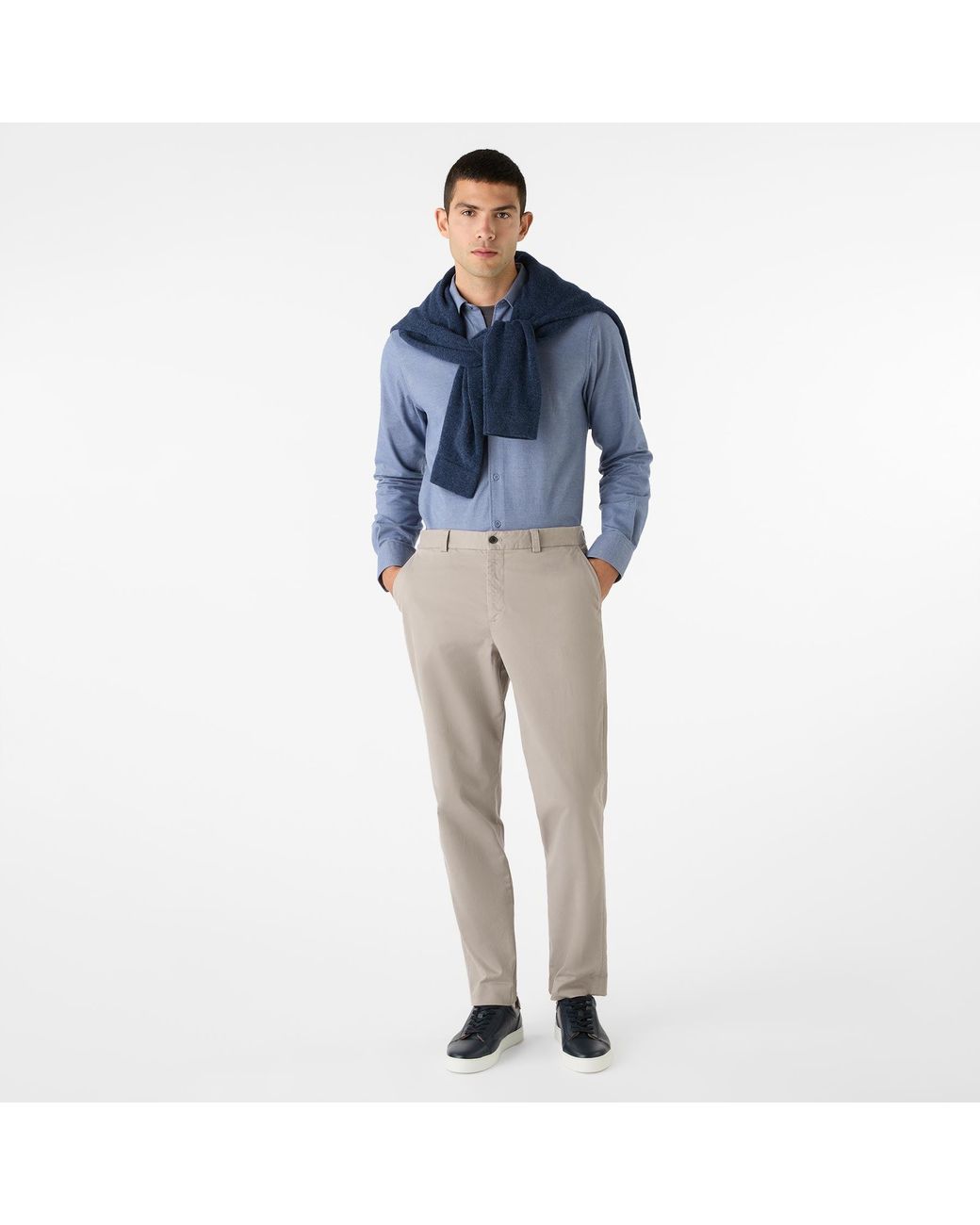 Oliver Sweeney Gray Garment Dyed Cotton Chinos for men