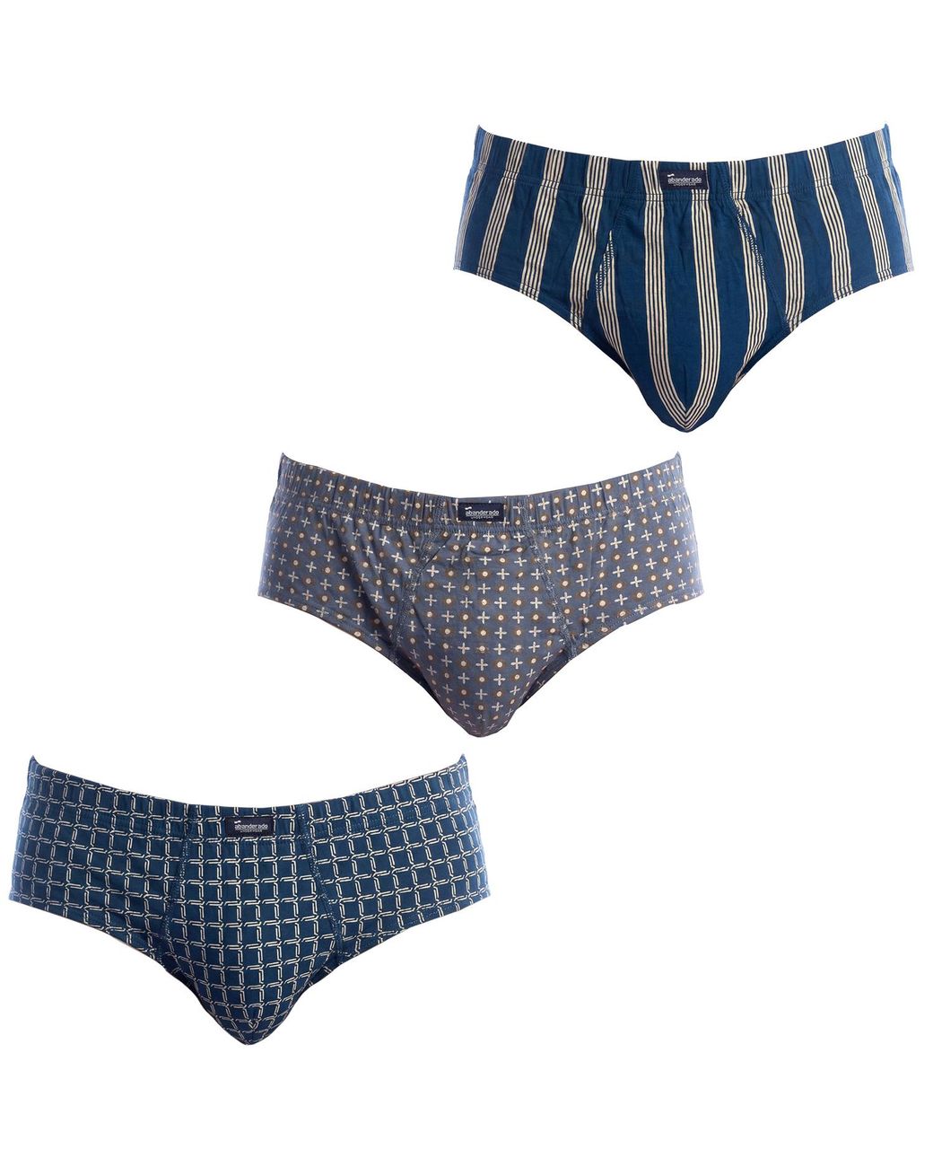 Abanderado Blue Pack Of 3 Essential Printed Briefs With Opening A0090 for men