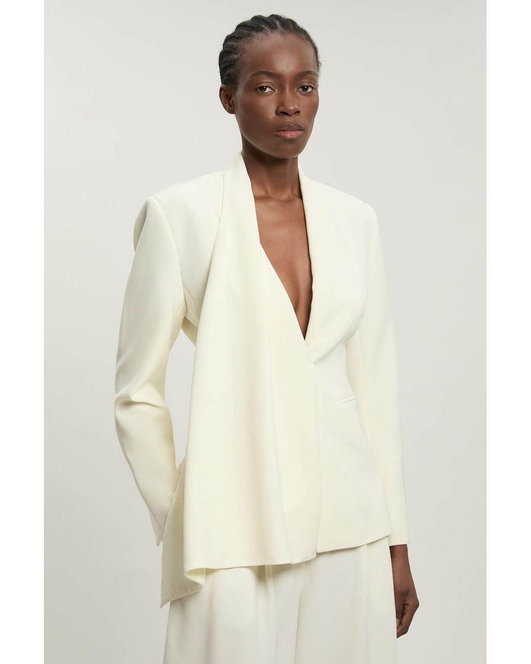 Karen Millen Natural Soft Tailored Single Breasted Blazer