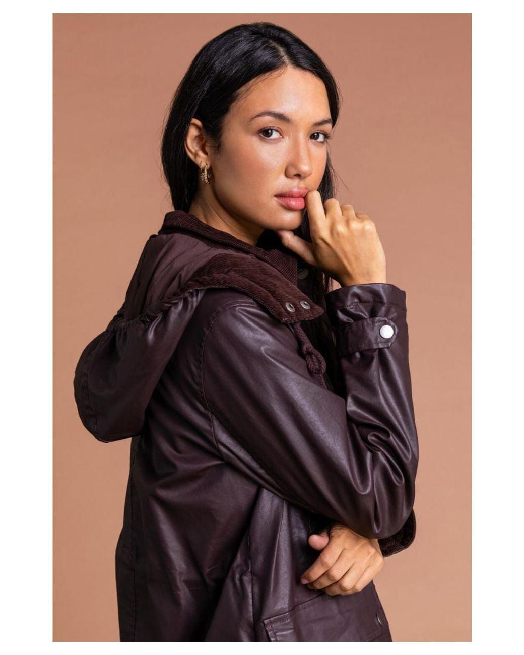 Roman Purple Waxed Longline Hooded Coat