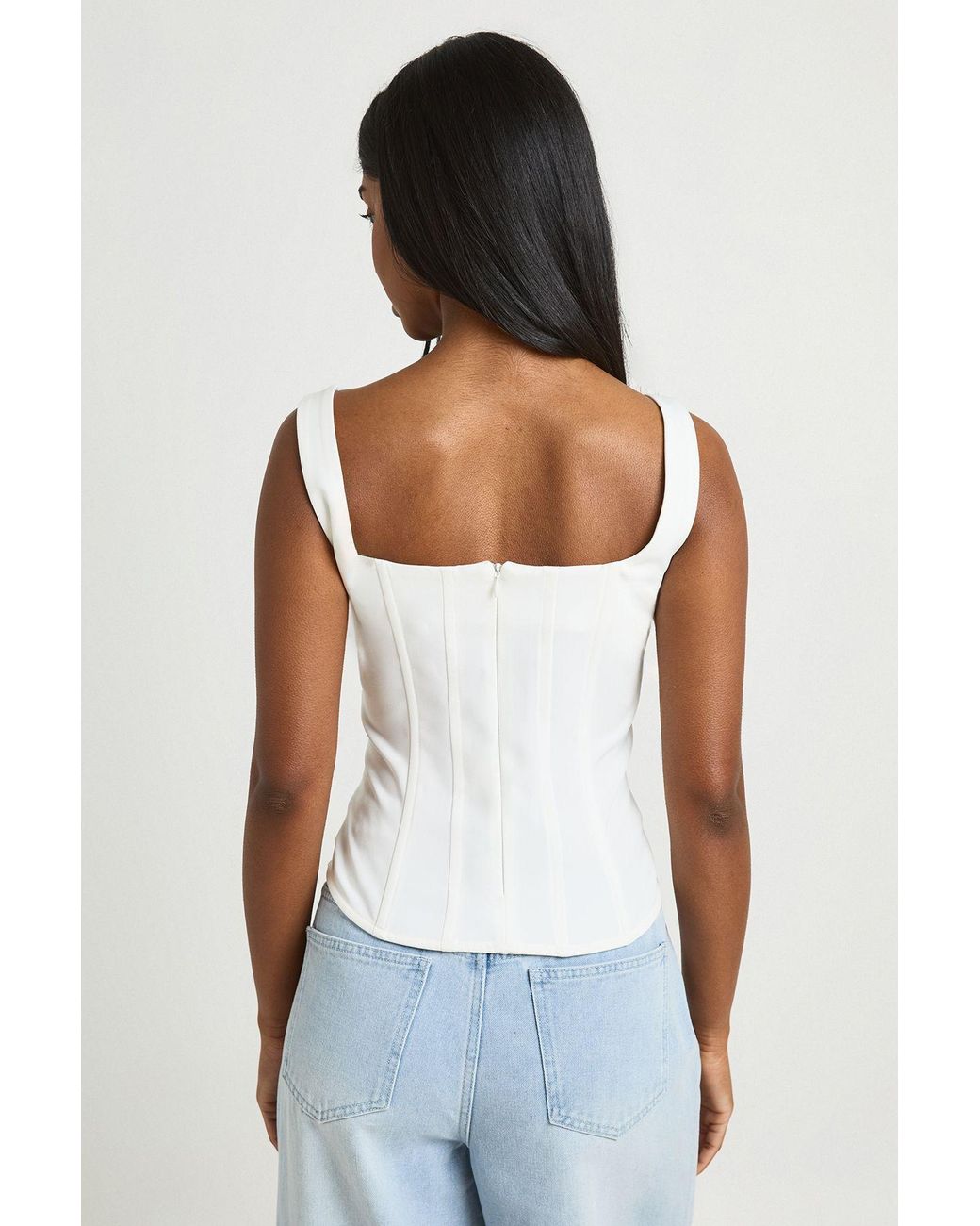 Boohoo White Structured Crepe Corset Top