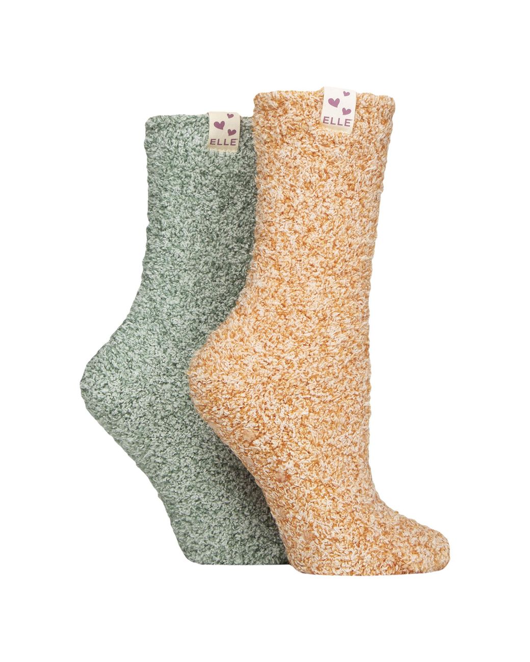 Elle Yellow 2 Pack Ladies Two Tone Cosy Bed And Home Socks