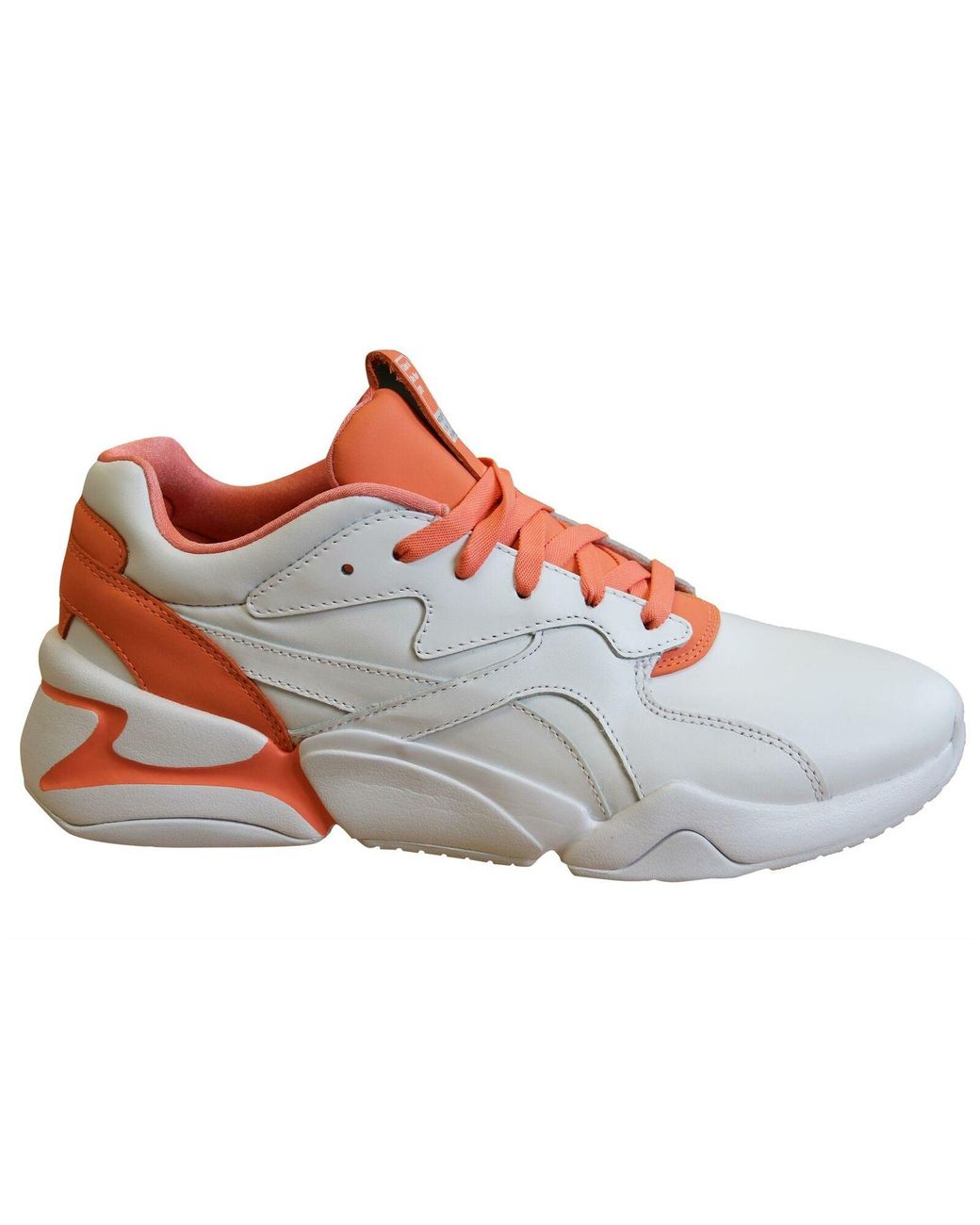 PUMA White Nova X Pantone 2 Living Coral Leather Lace Up Trainers 371211 01