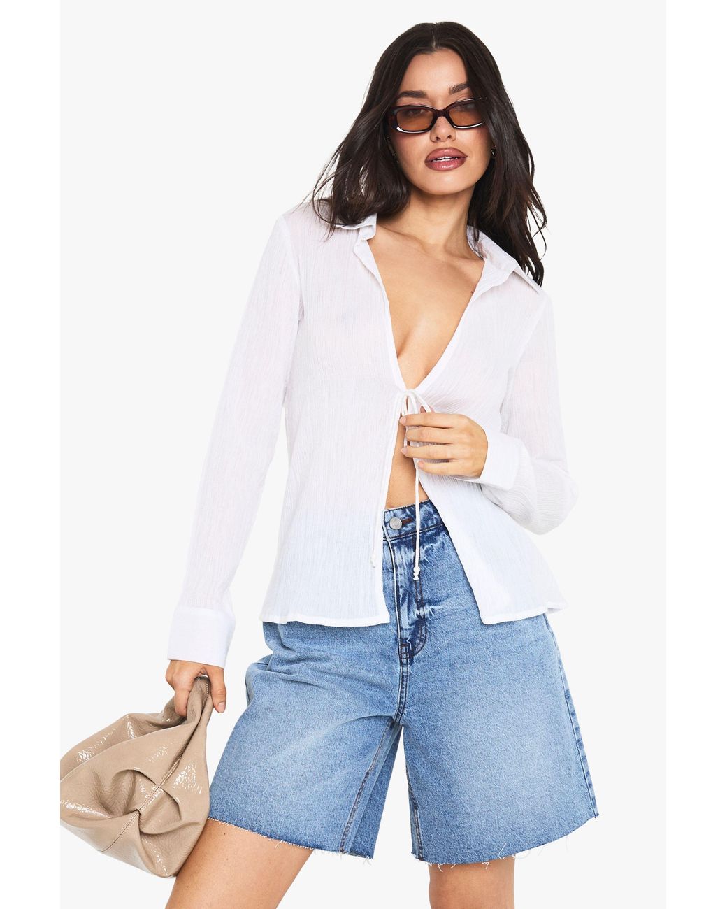 Boohoo Blue Tall Bermuda Denim Short