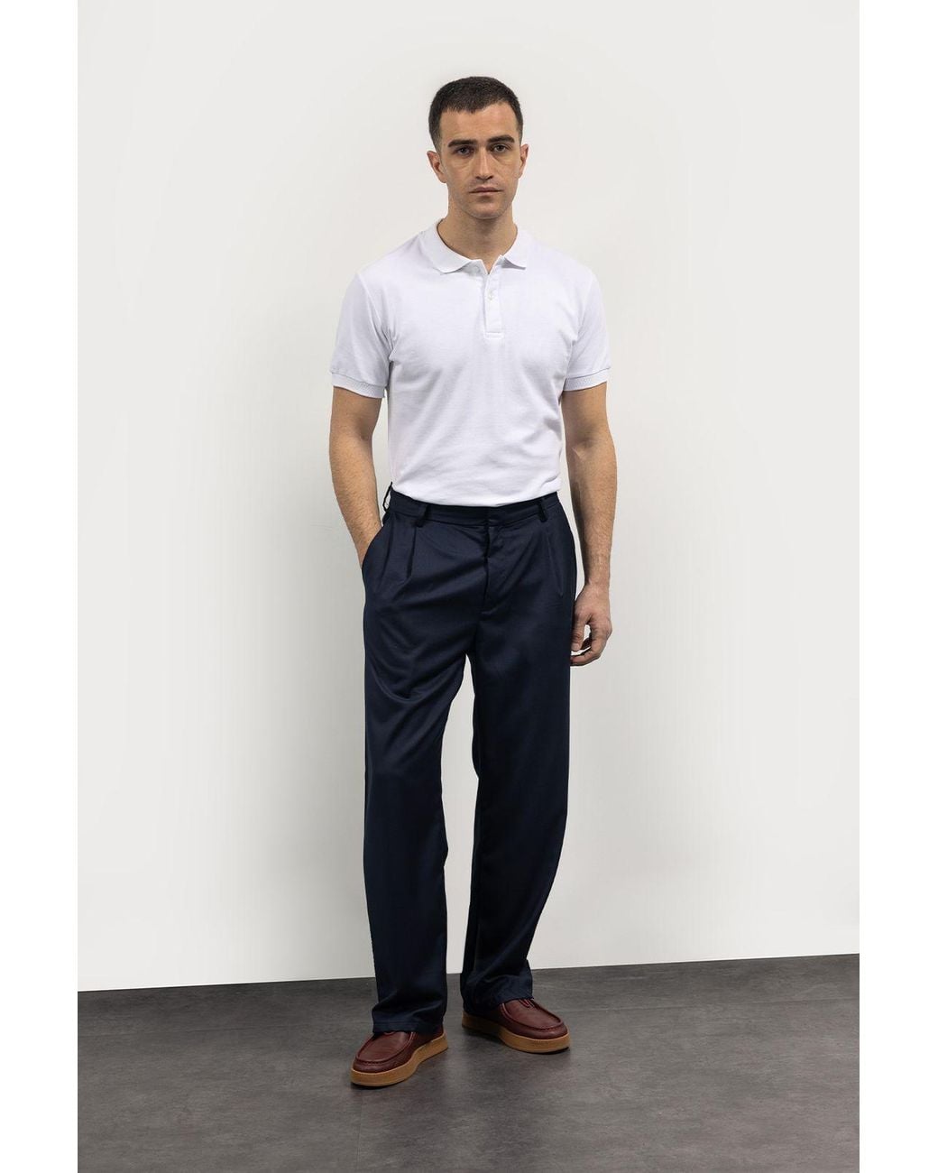 Giesto White Mid-Waist Straight-Leg Suit Pants for men