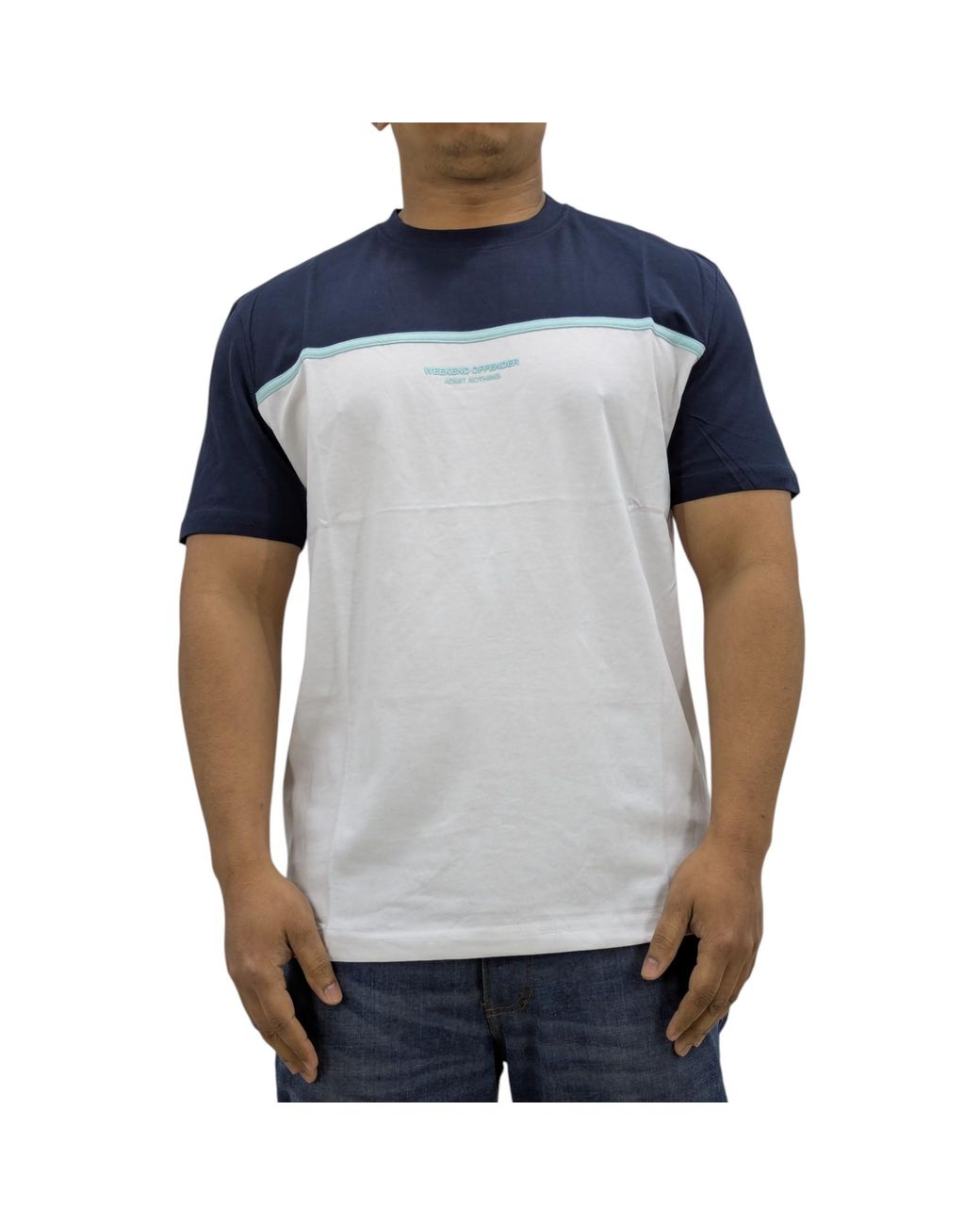 Weekend Offender Blue T Shirt Studio 54 Crew Neck Short Sleeve Casual Cotton Top for men