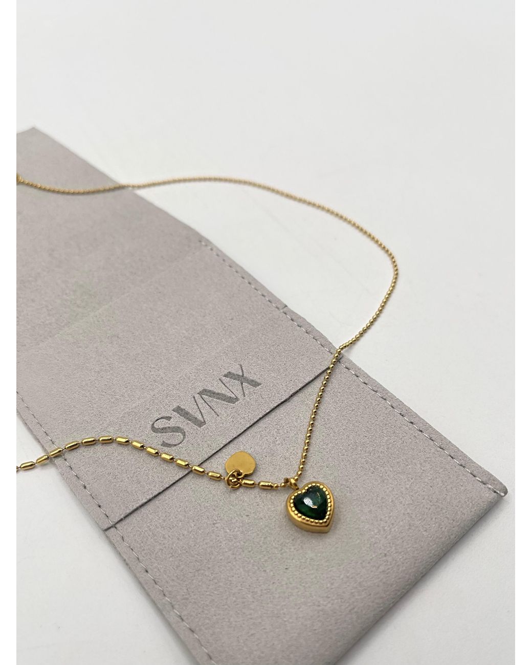 SVNX Gray Emerald Heart Necklace
