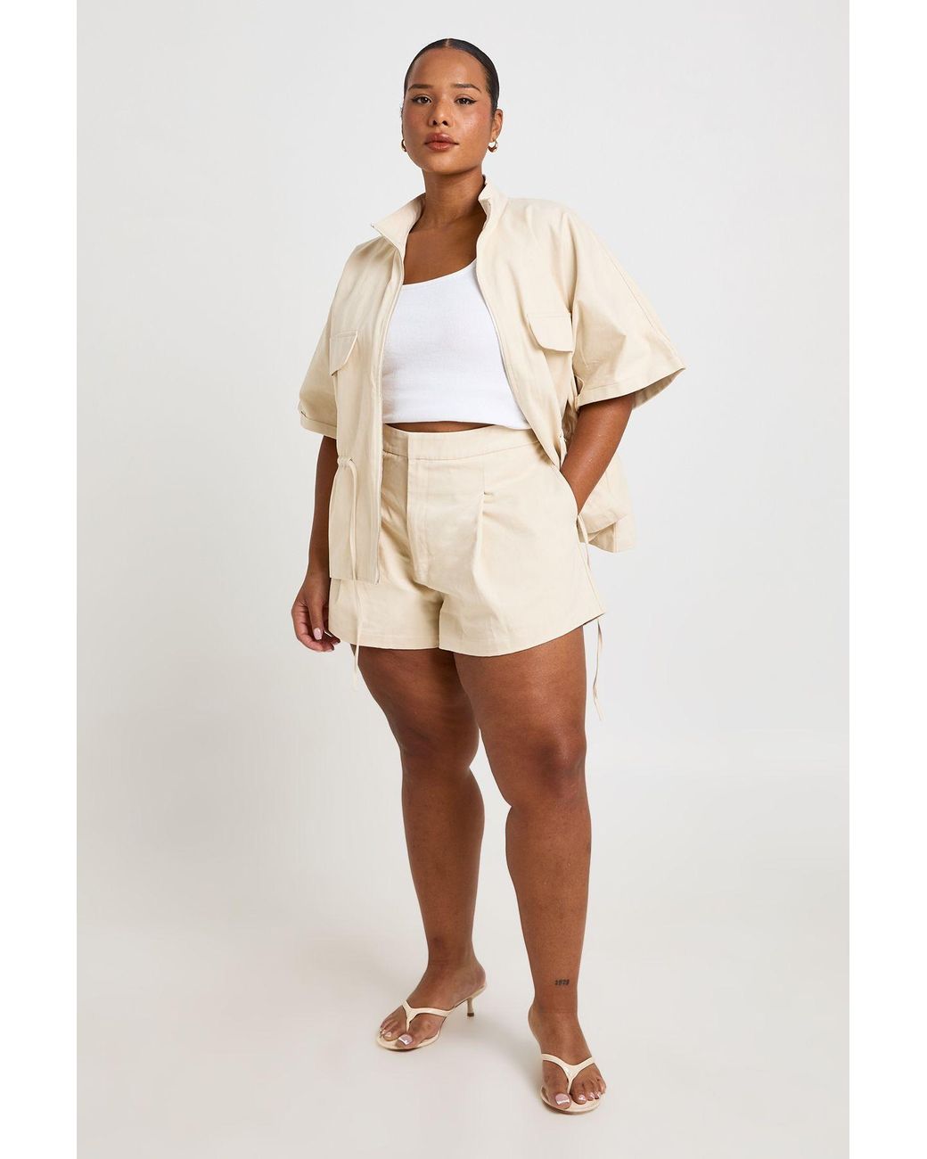 Boohoo Natural Plus Cotton Twill Shorts