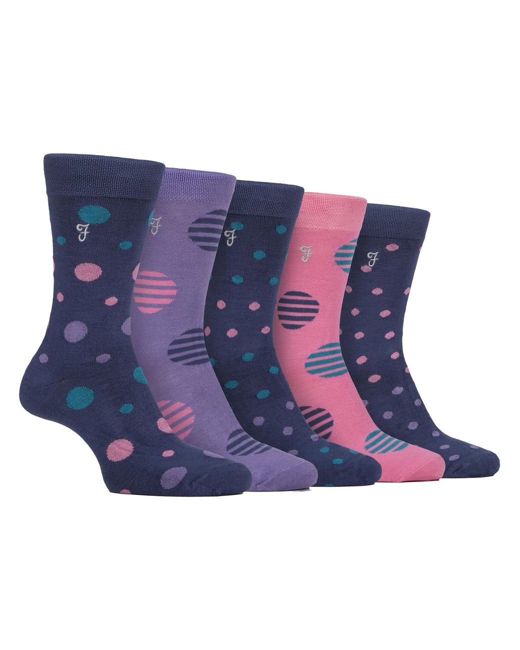 Farah Blue 5 Pack Bamboo Patterned Socks for men