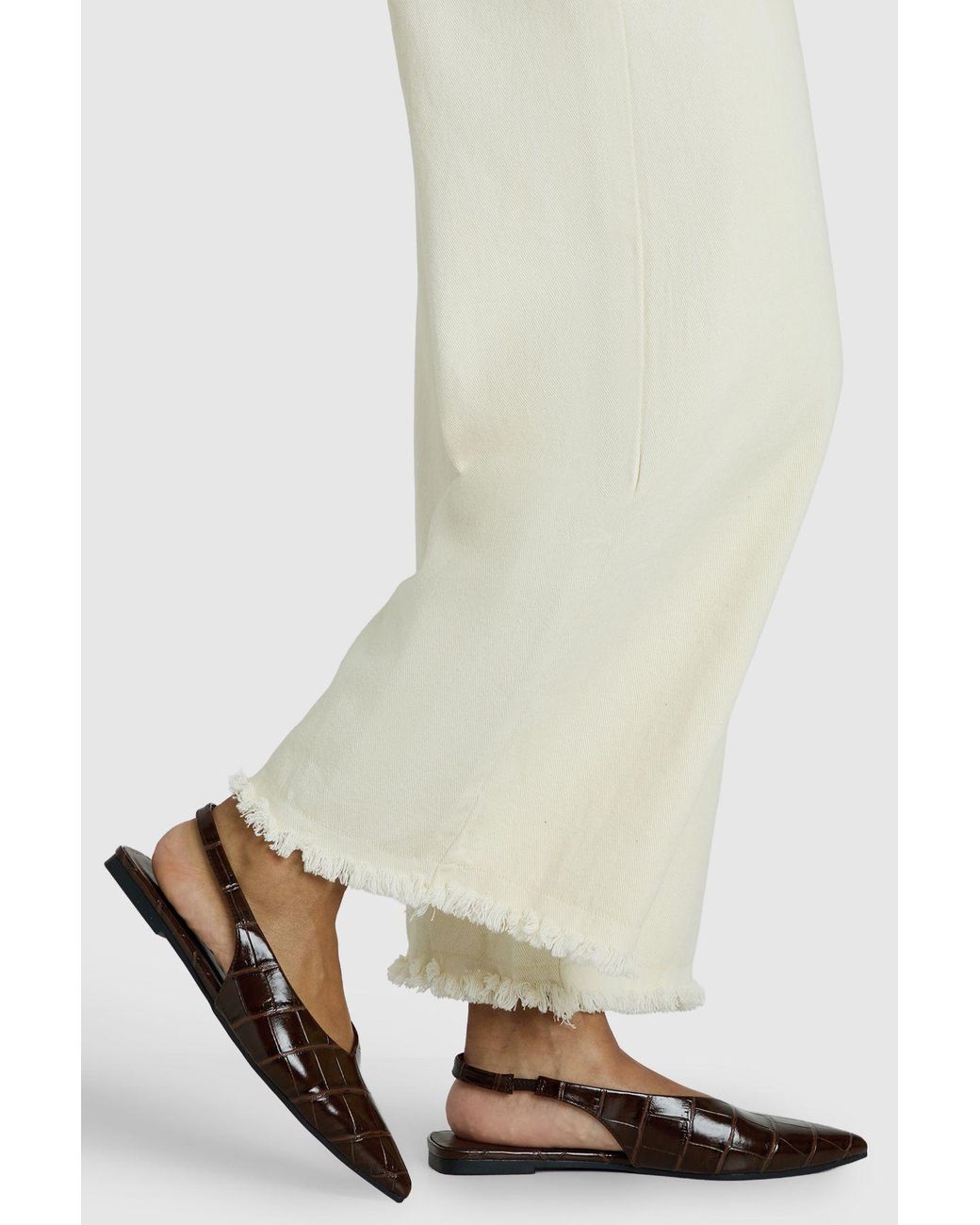 Boohoo White Croc High Cut Slingback Pointed Flats
