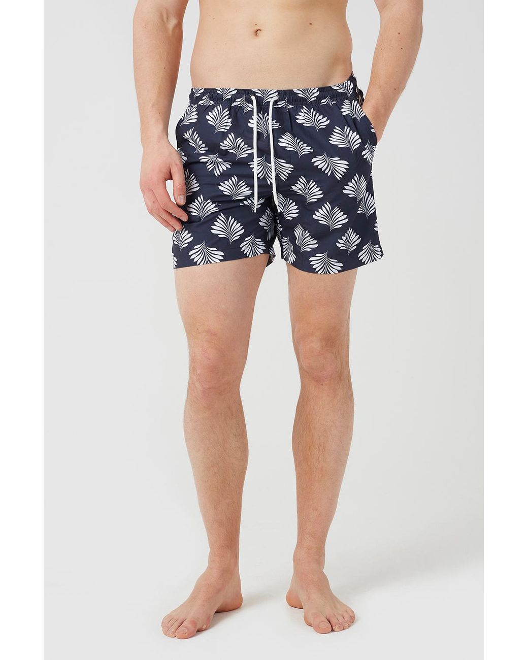 Brave Soul Blue Printed Swim Shorts for men