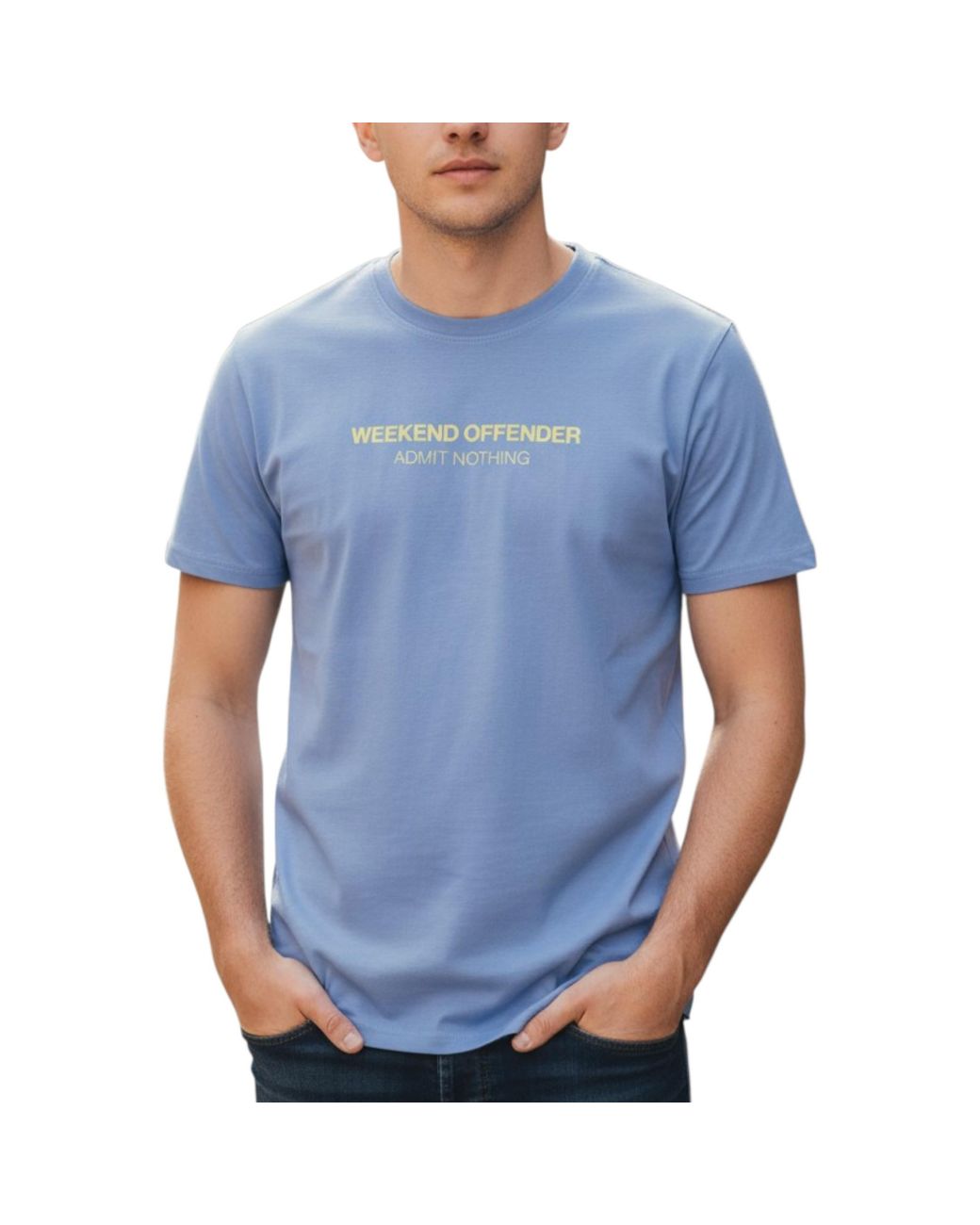 Weekend Offender Blue T Shirts Steinbeck Crew Neck Short Sleeve Cotton Summer for men