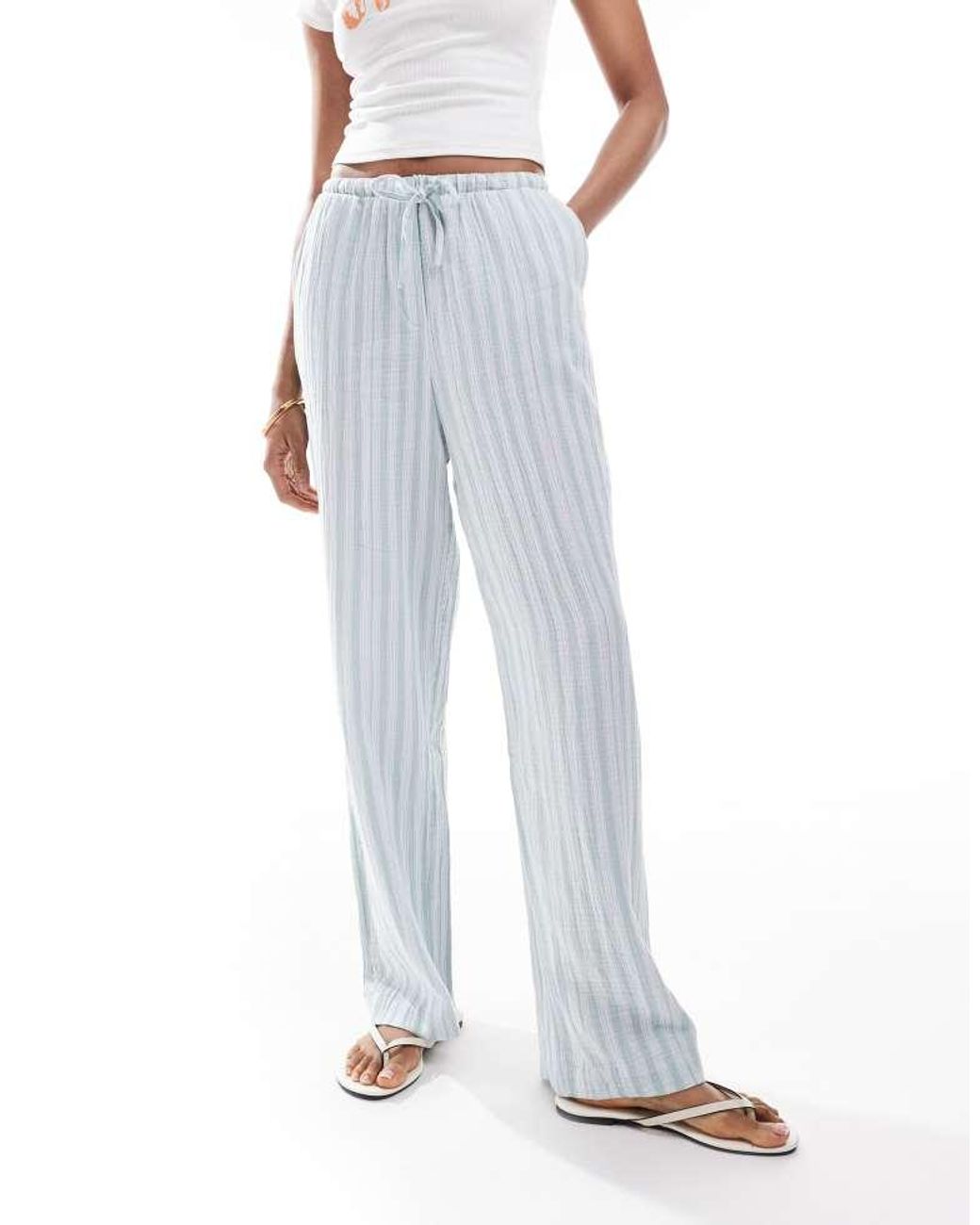 Vero Moda White Cotton Wide Leg Trousers