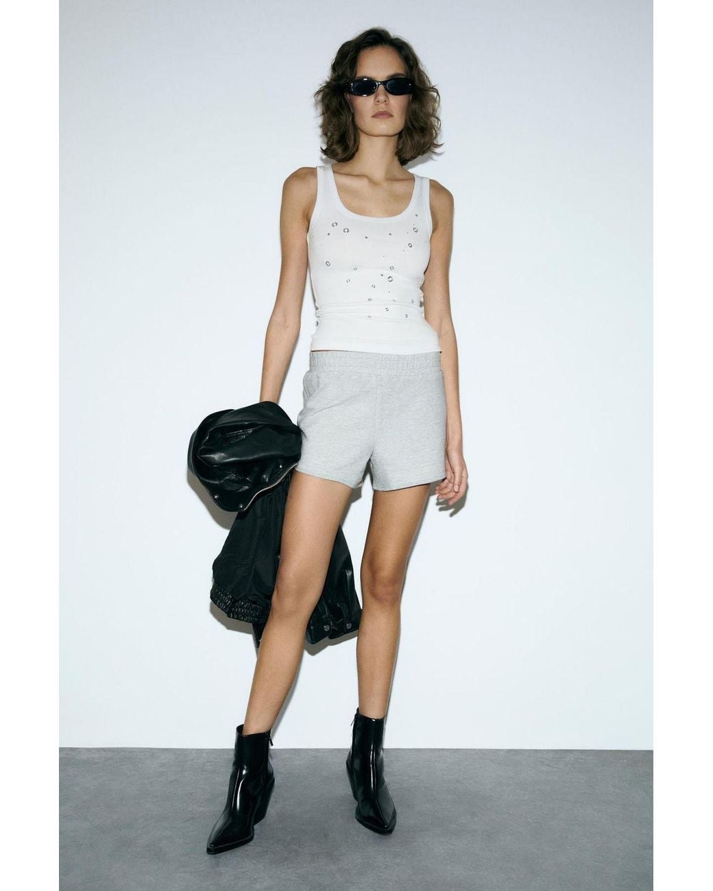 Grimelange Gray Relaxed Mid Waist Sweat Shorts