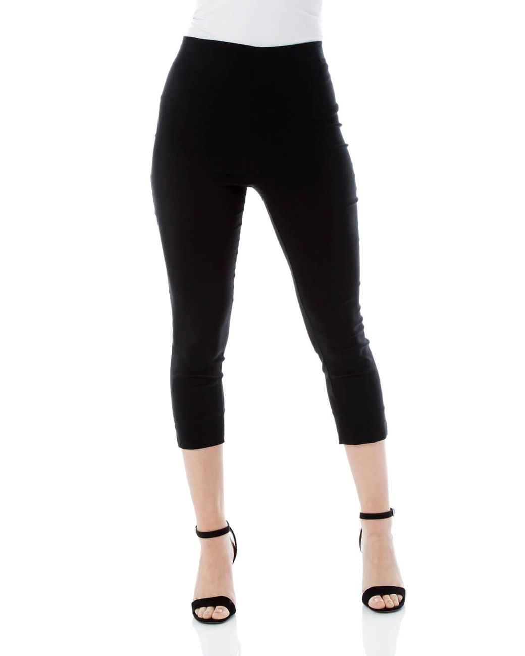 Roman Black Petite Cropped Stretch Trouser